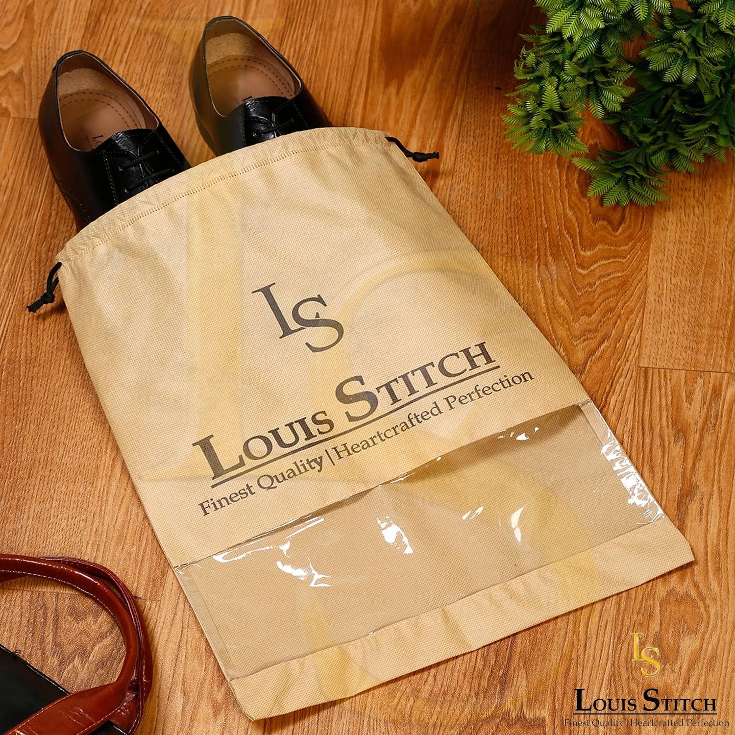 Non Woven Shoe Bag Pack Of  16 Beige See-Thru